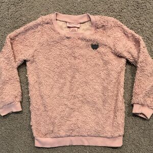 Juicy Couture Kids Girls Vintage Heart Pink Fuzzy Shirt Top Teddy Sweater sz 5